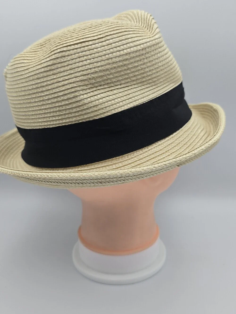 Milani Straw Tan Trilby Fedora Hat Size M-L